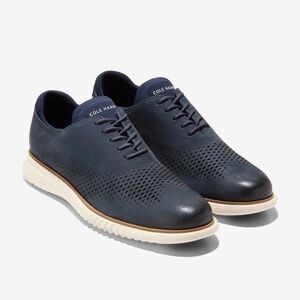 Cole Haan Navy Men's 2.ZERØGRAND Laser Wingtip Oxfords 9.5